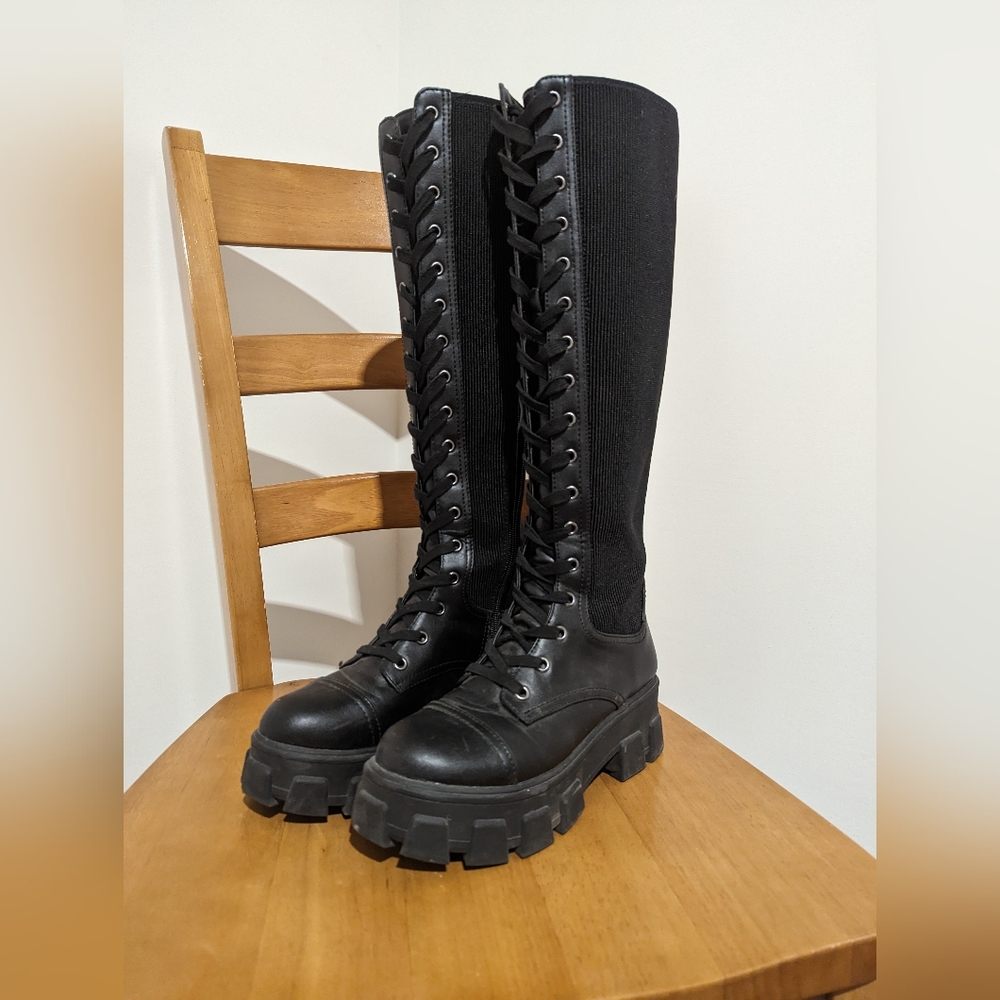 Knee high combat boots